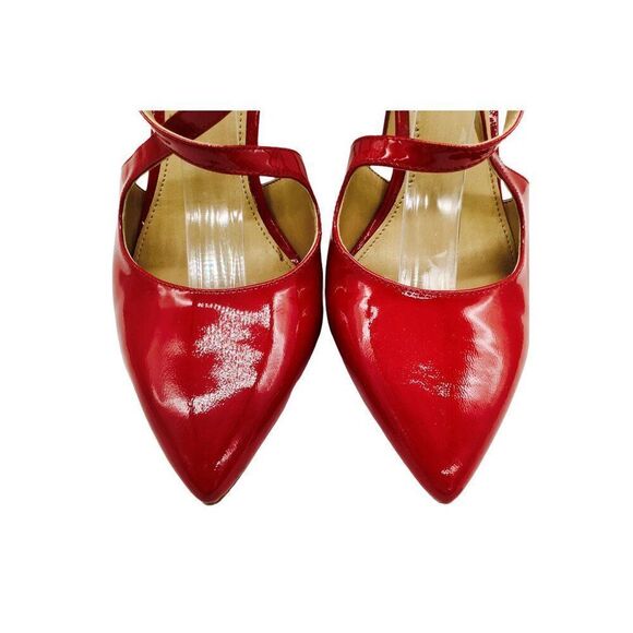 MICHAEL MICHAEL KORS Catia Red Pointed Toe Strappy Heels Patent Leather 7 4" - Picture 7 of 11